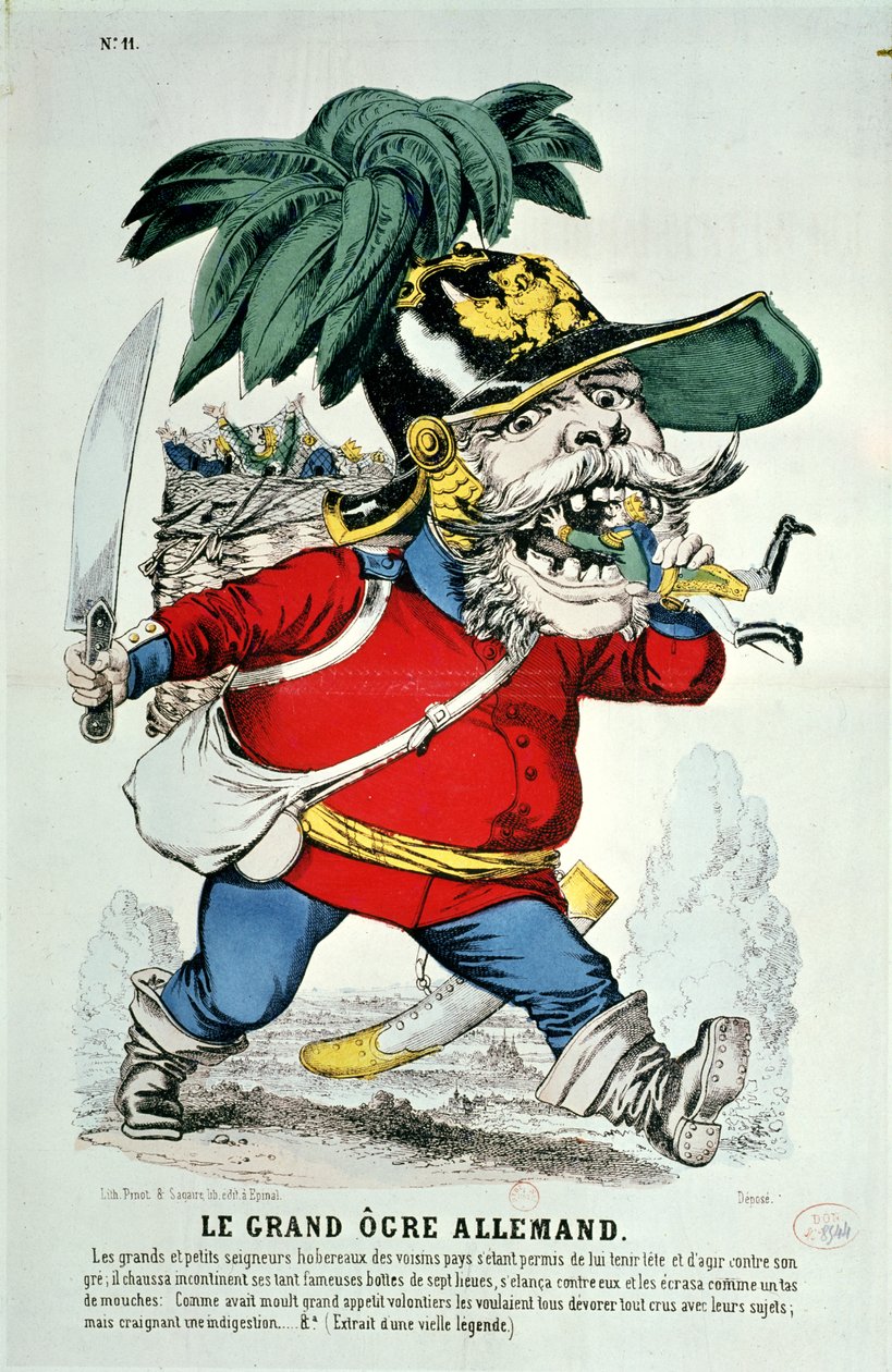 The Giant German Ogre, karikatur af Otto von Bismarck (1815-98) af French School