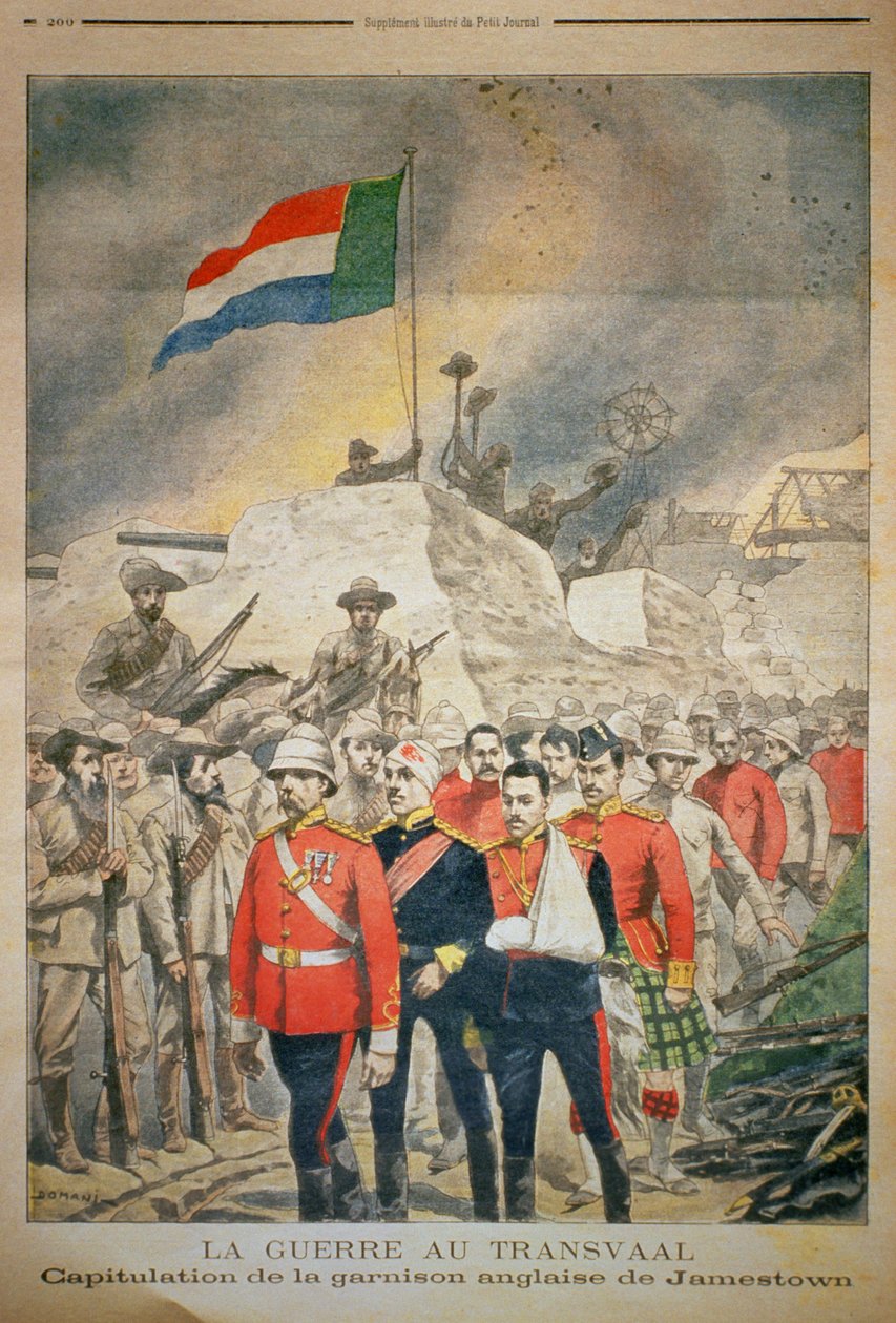 The War in Transvaal: Capitulation of the English Garnison at Jamestown, illustration fra Le Petit Journal, december 1899 af French School
