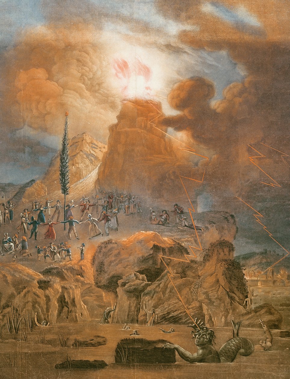Bjergets triumf, 1793 (farvegravering) af French School