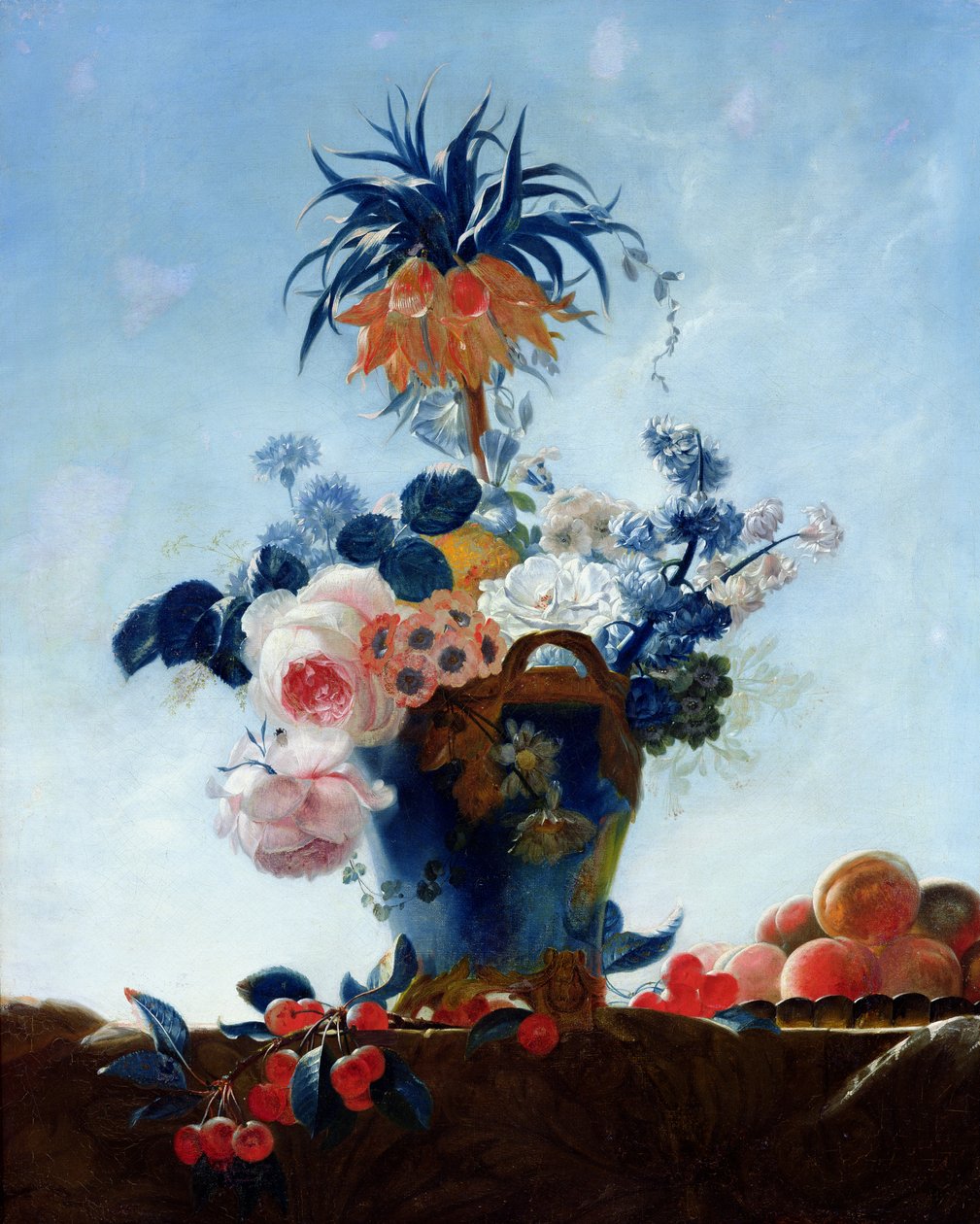 Vase med blomster af French School