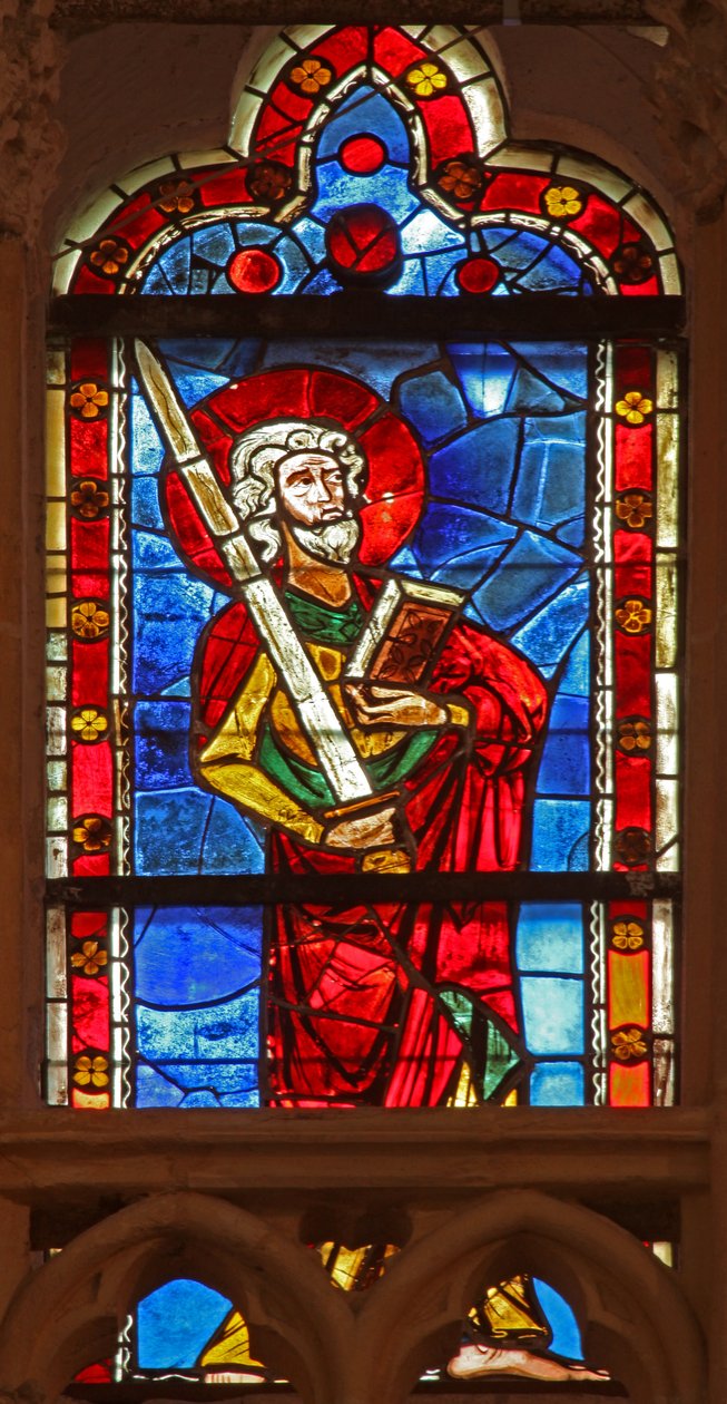 Vindue w101 forestillende St Paul (farvet glas) af French School