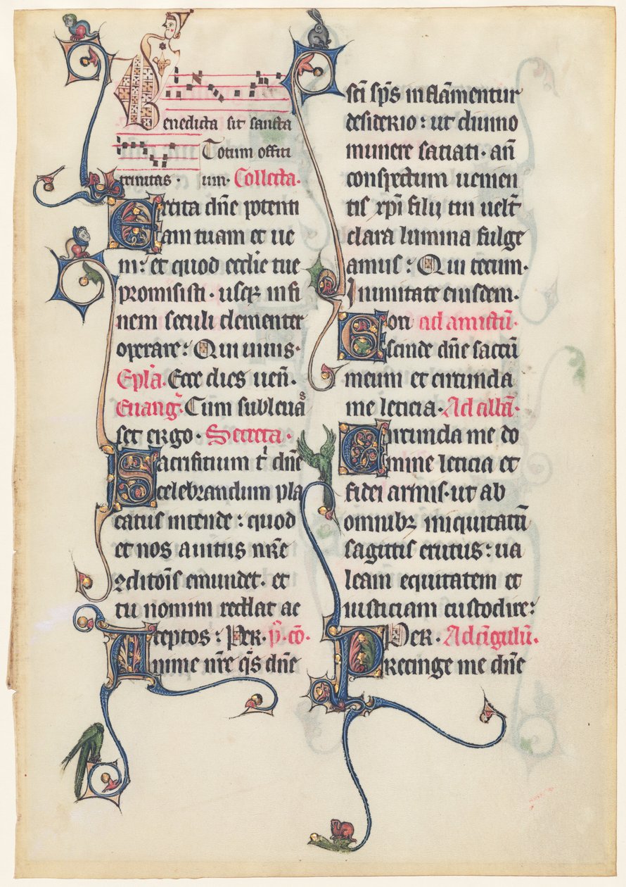 Manuskriptblad fra Beauvais Missal af French 13th Century