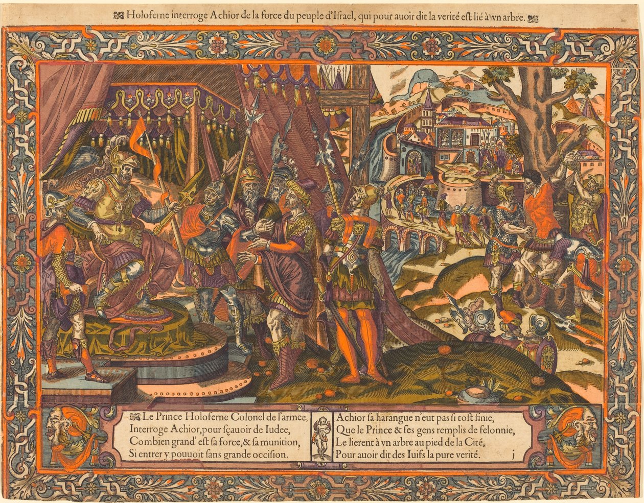 Holofernes forhører Achior af French 16th Century