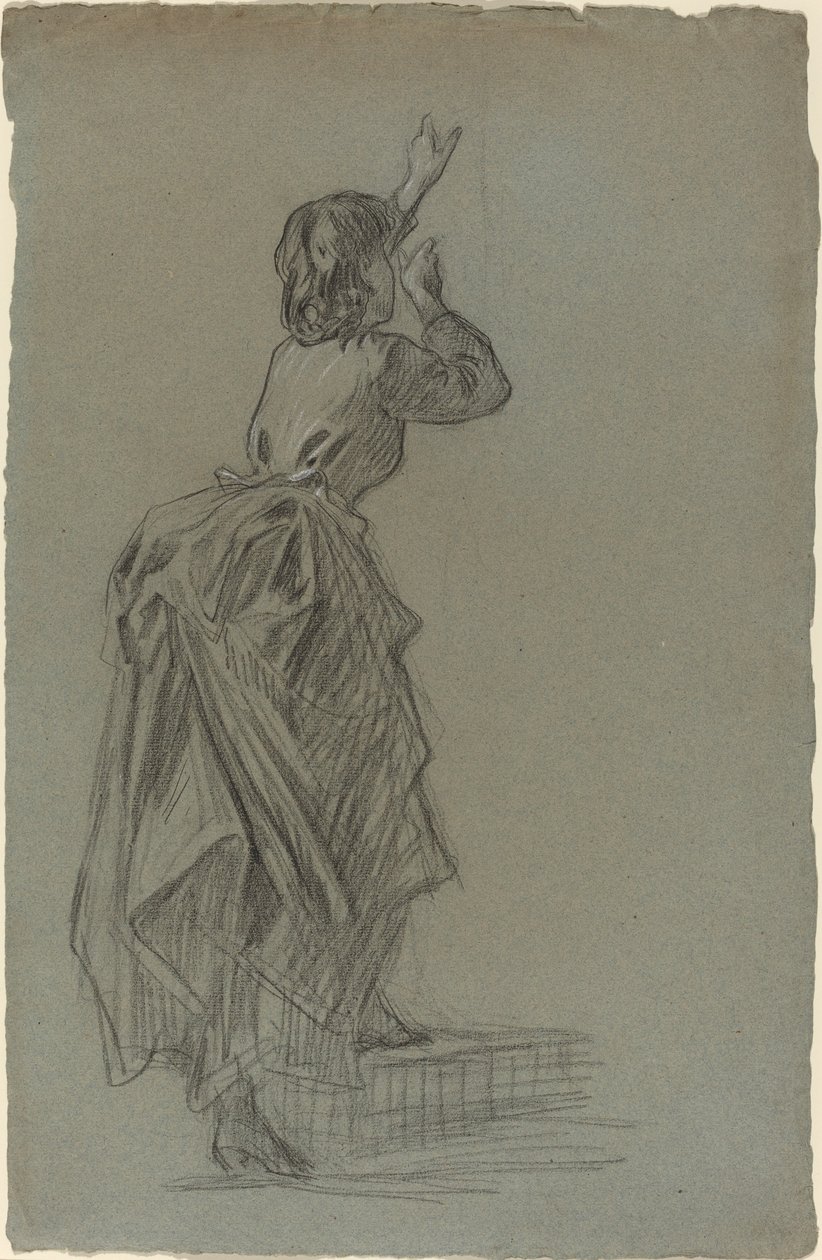 Ung kvinde klatrer et trin af French 19th Century