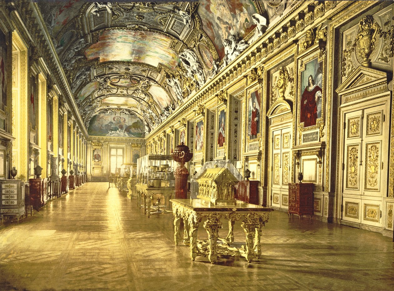 Et galleri i Louvre, Paris, 1890-1900 af French Photographer