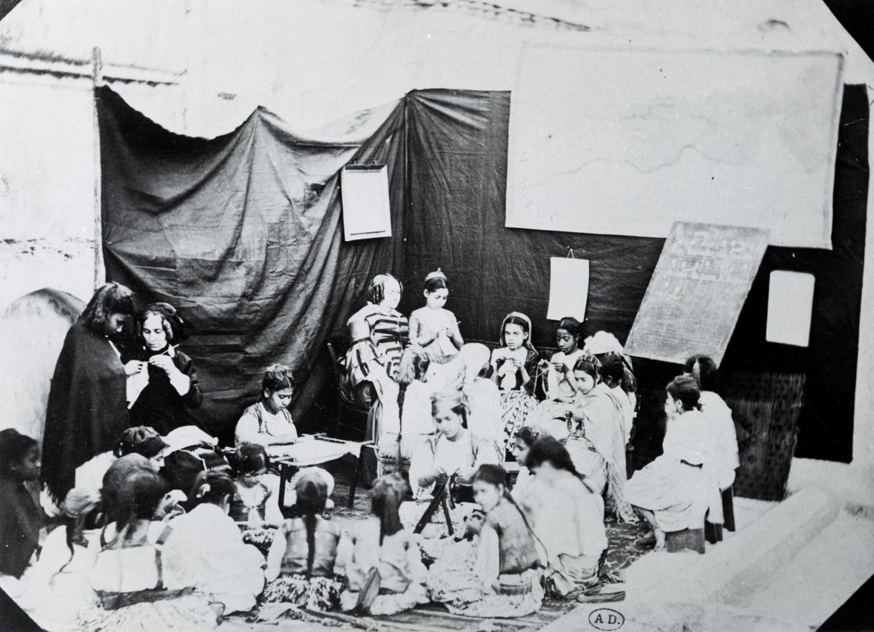 Pigeskole i Algeriet, 1860 af French Photographer