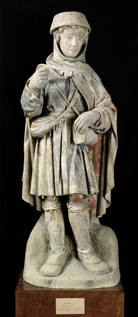En bonde, ca. 1500 (polykrom sten) af French School