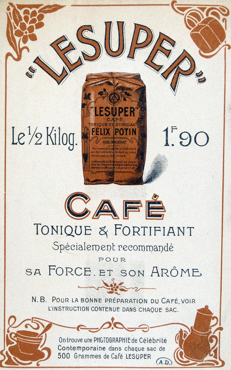 Reklame for kaffe Lesuper, 20. århundrede af French School