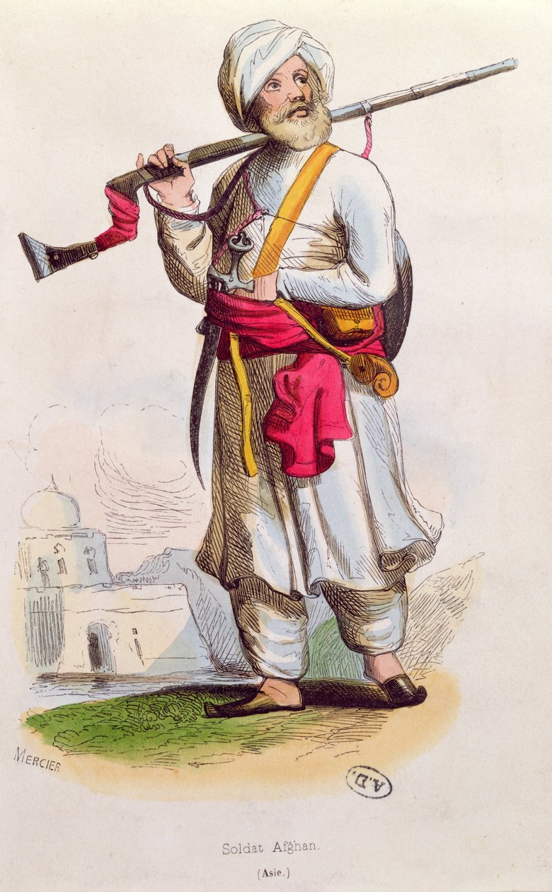 afghansk soldat, ca. 1840-50 af French School
