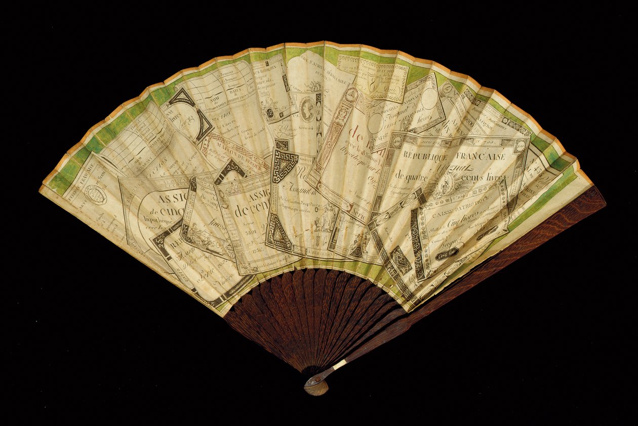 En Assignat fan, ca. 1796 (papir og træ) af French School