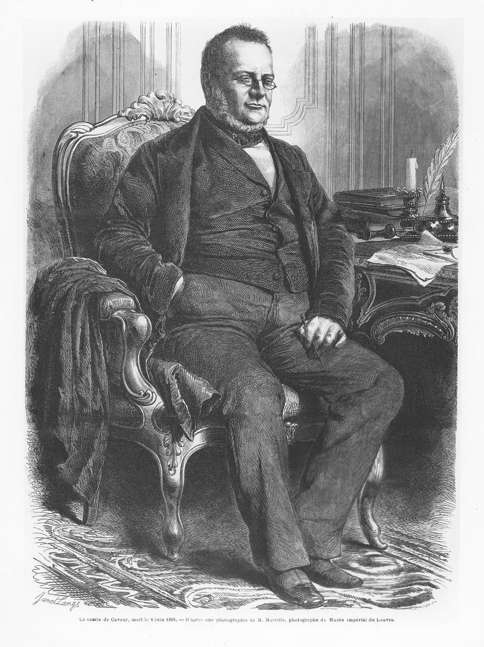 Camillo Benso, greve af Cavour (gravering) af French School
