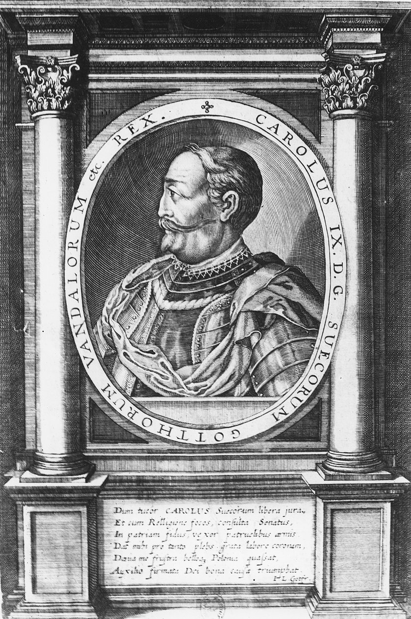 Karl IX, konge af Sverige (stik) af French School