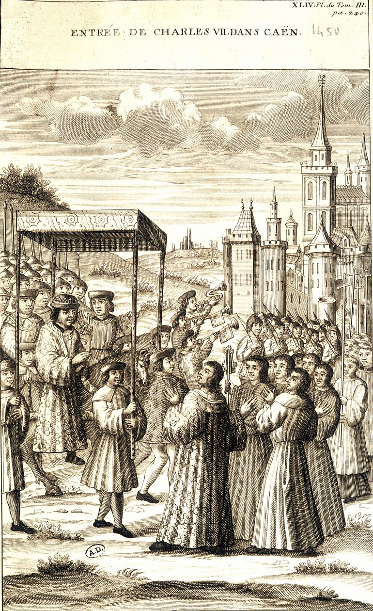 Charles VII gik ind i Caen i 1450. af French School