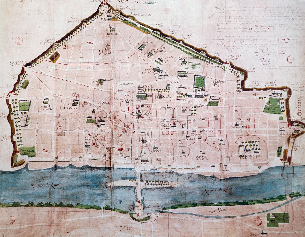 Bykort over Orleans, Frankrig af French School