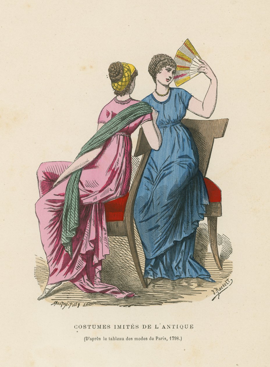 Costumes imitating those of antiquity, 1798  af French School