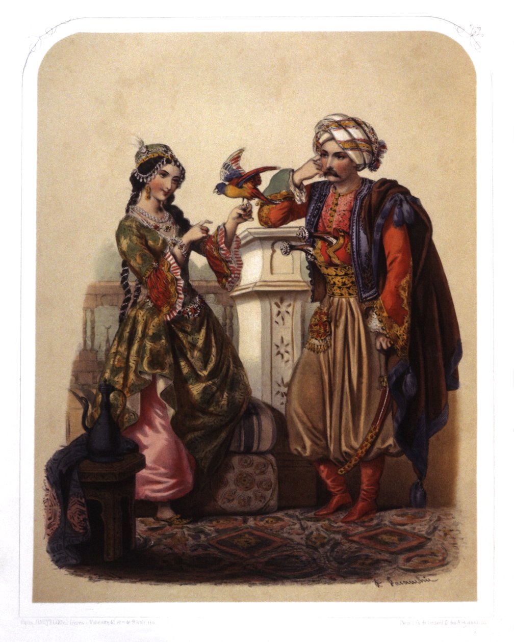 Par i Tyrkiet, ca. 1850 (litografi) af French School