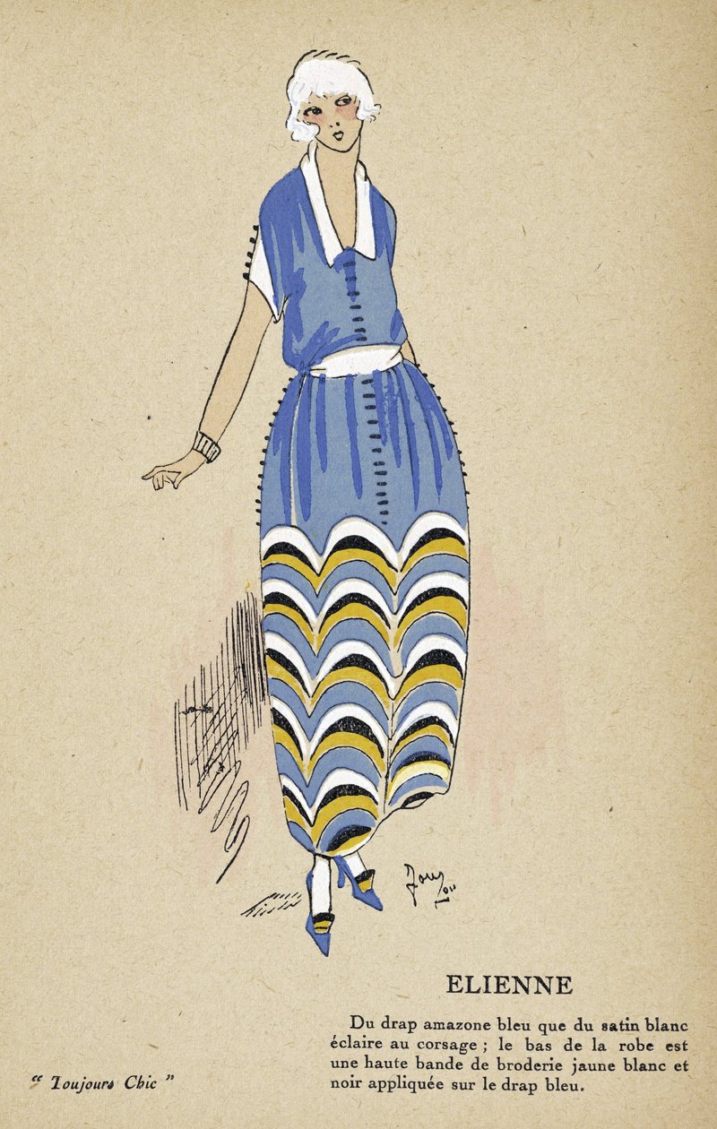Elienne, fra Toujours Chic, pub.1921-22 (stenciltryk) af French School