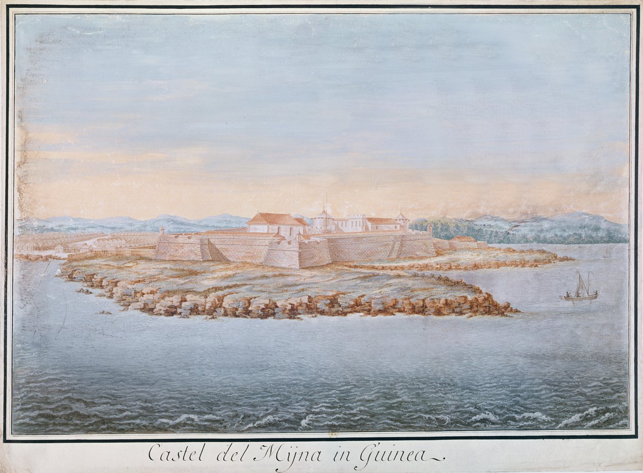 Elmina Castle, Guinea (wc på papir) af French School