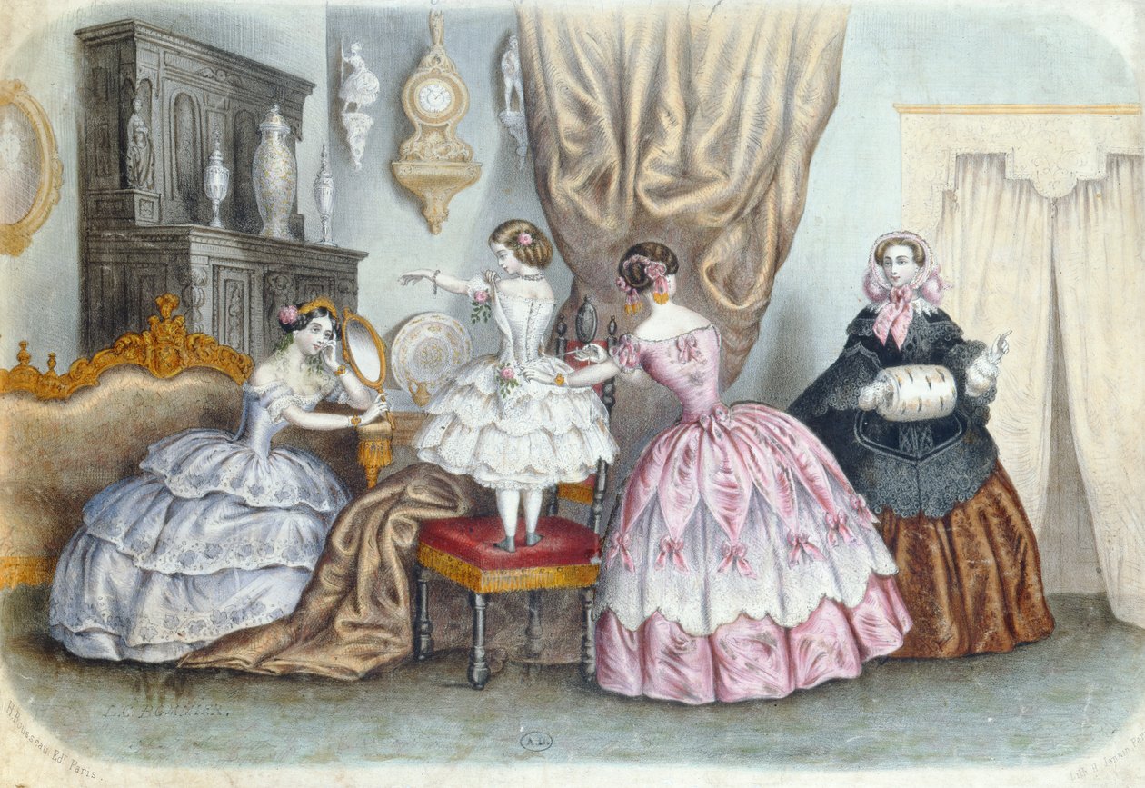Modeplade, fra la Mode Illustree;, ca. 1860 af French School