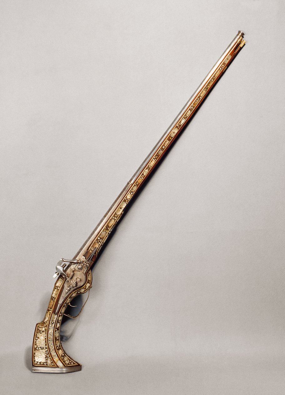 Flintlock riffel (træ og metal) af French School