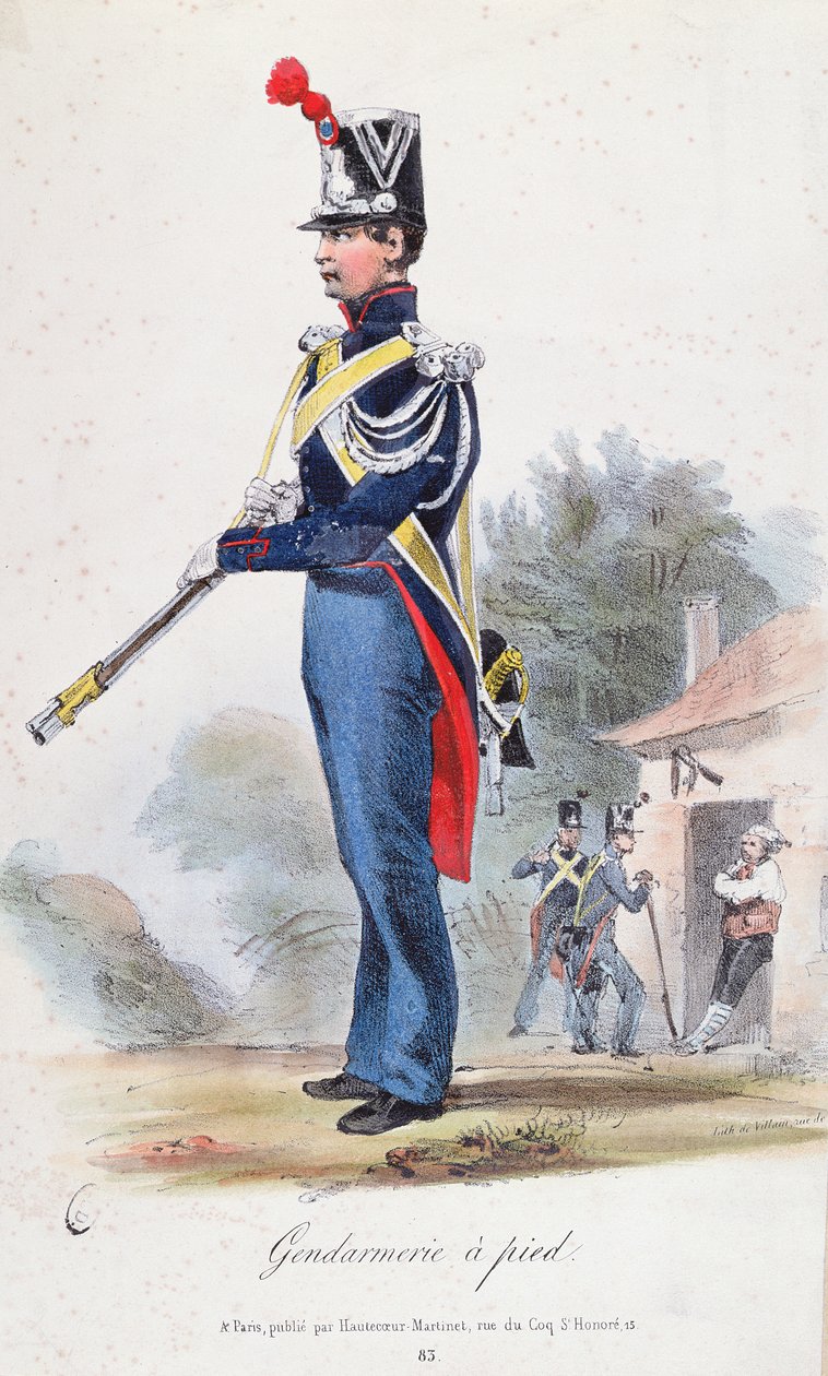 Foot Gendarme, graveret af Villain, c.1830 af French School