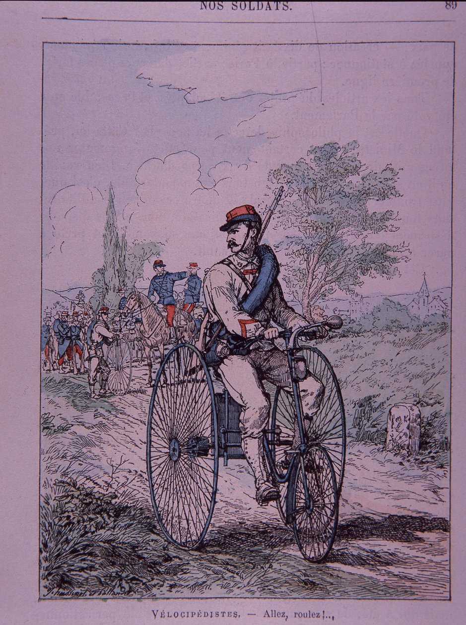 Fransk hær trehjulet cykelrytter (velocipediste) af French School