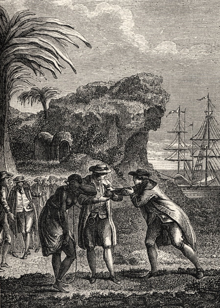 Franske kolonier: salg af sorte slaver af French School