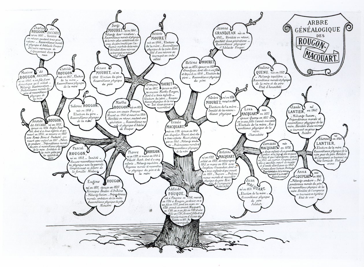 Genealogisk træ af Rougon-Macquart-familien af French School