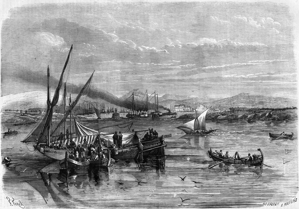 Generel udsigt over Piree, Athens havn af French School