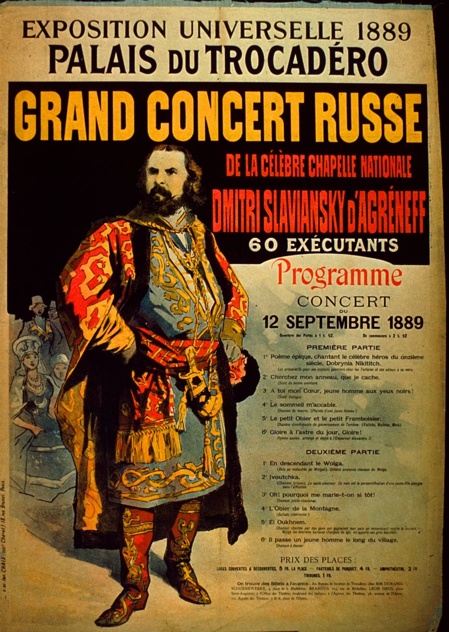 Store russiske koncertprogram, 1889 af French School