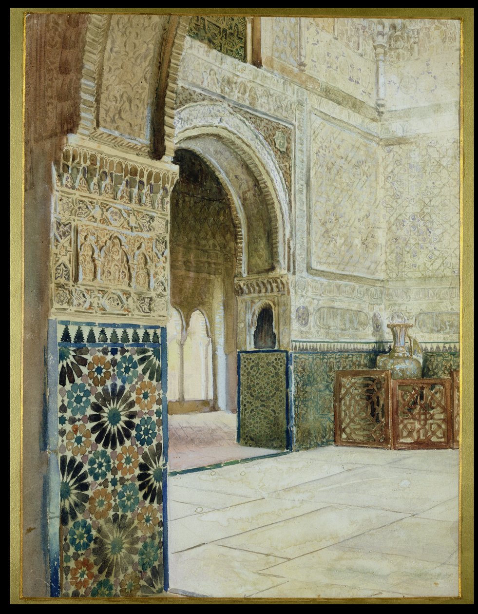 Interiør af Alhambra, Granada (wc) af French School