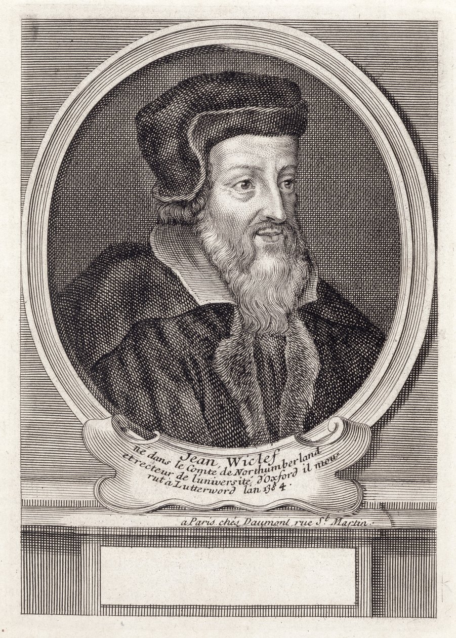 John Wycliffe, graveret af Daumont, Paris af French School