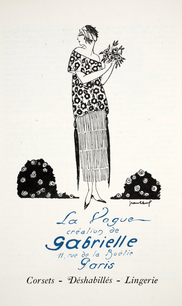 La Vogue kreation af Gabrielle (stenciltryk) af French School