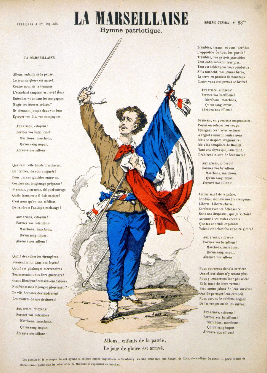 Tekst til ""La Marseillaise". Billede af Epinal af French School