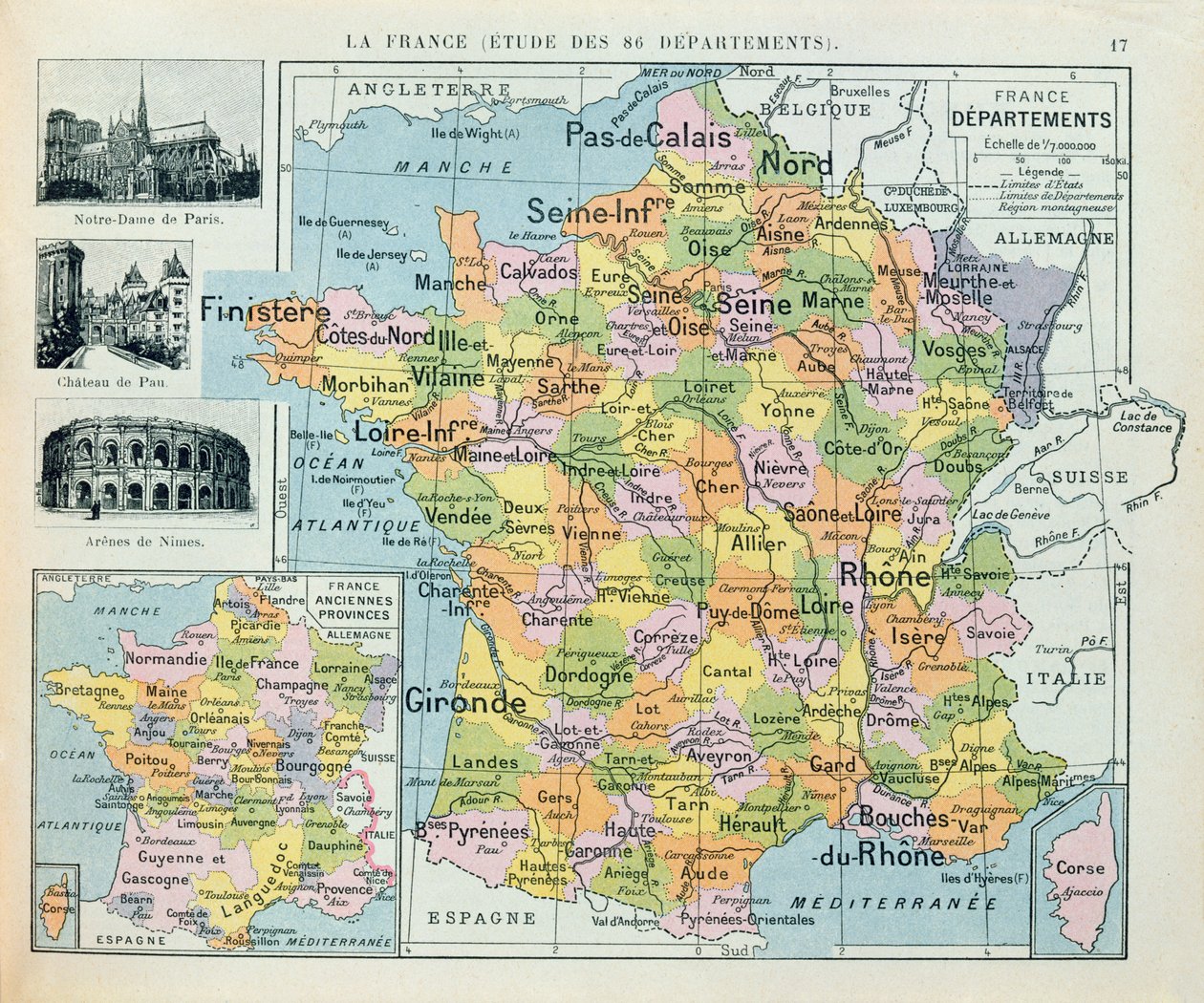 Kort over Frankrig, ca. 1914 af French School