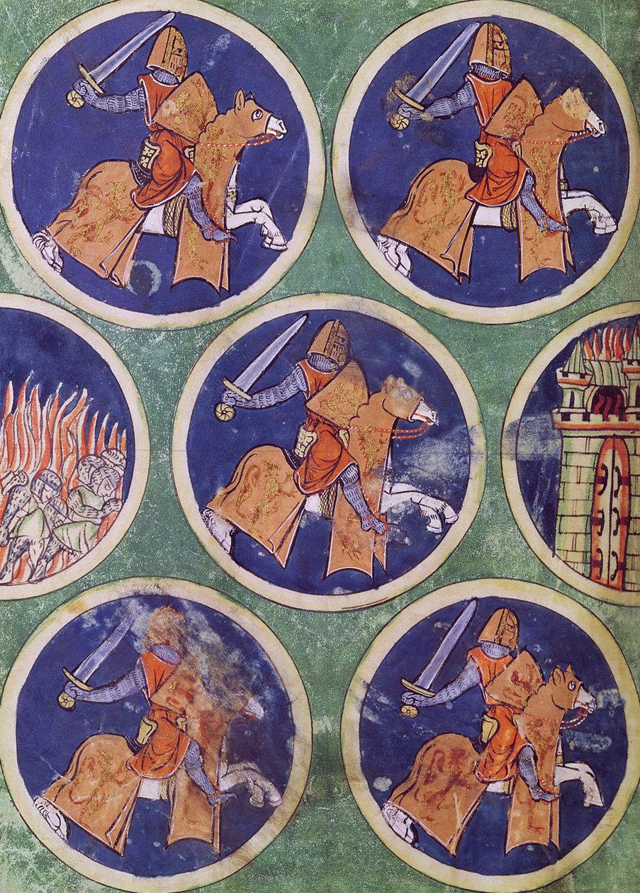 Ms 3516 fol.217v Fem Riddere af French School