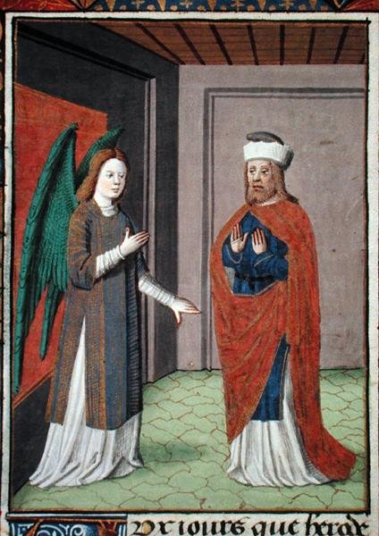 Ms Hunter 368 f.17v Angel, ca. 1460 (vellum) af French School