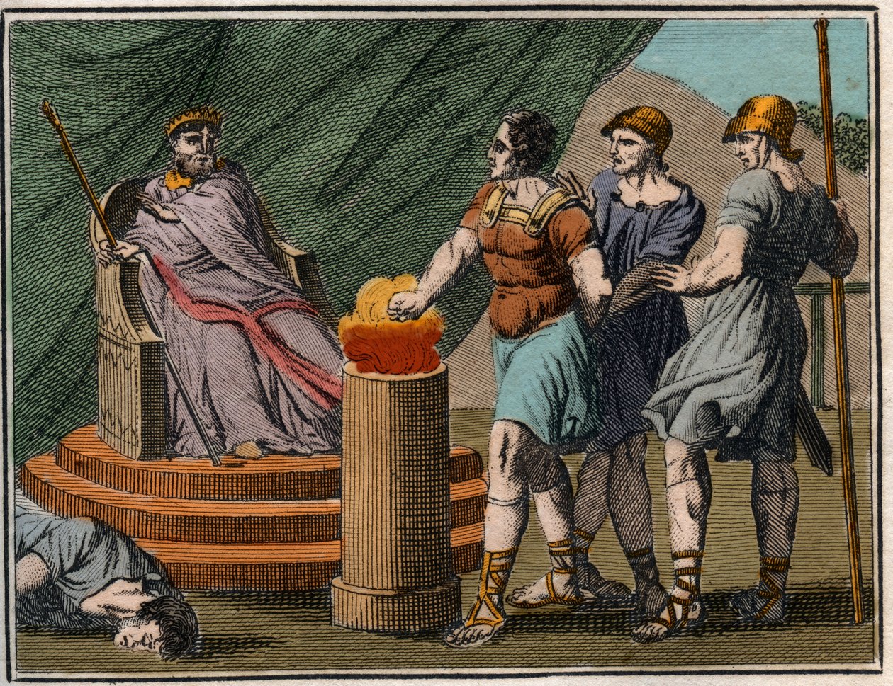 Mucius Scaevola før Porsenna. af French School