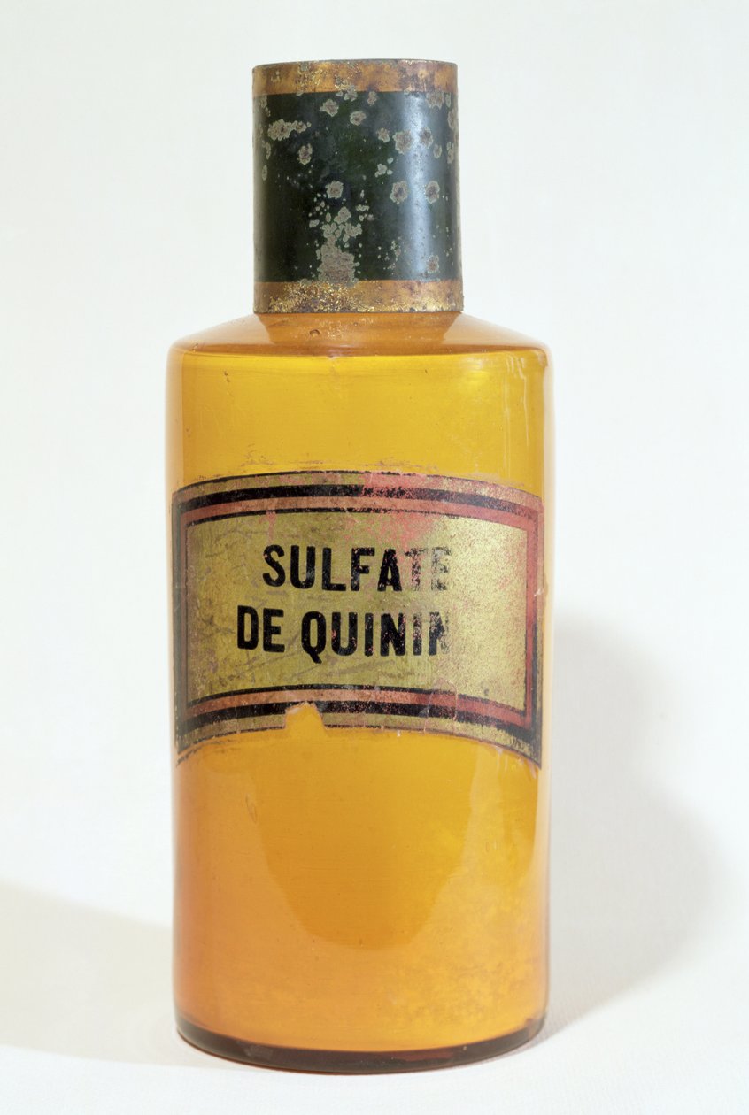 Farmaceutisk flaske kinin (glas) af French School