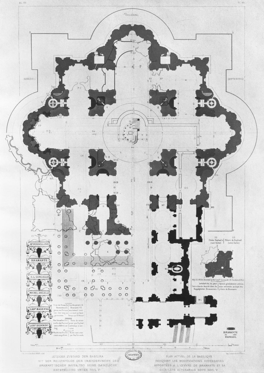 Plan over St. Peters Basilica af French School