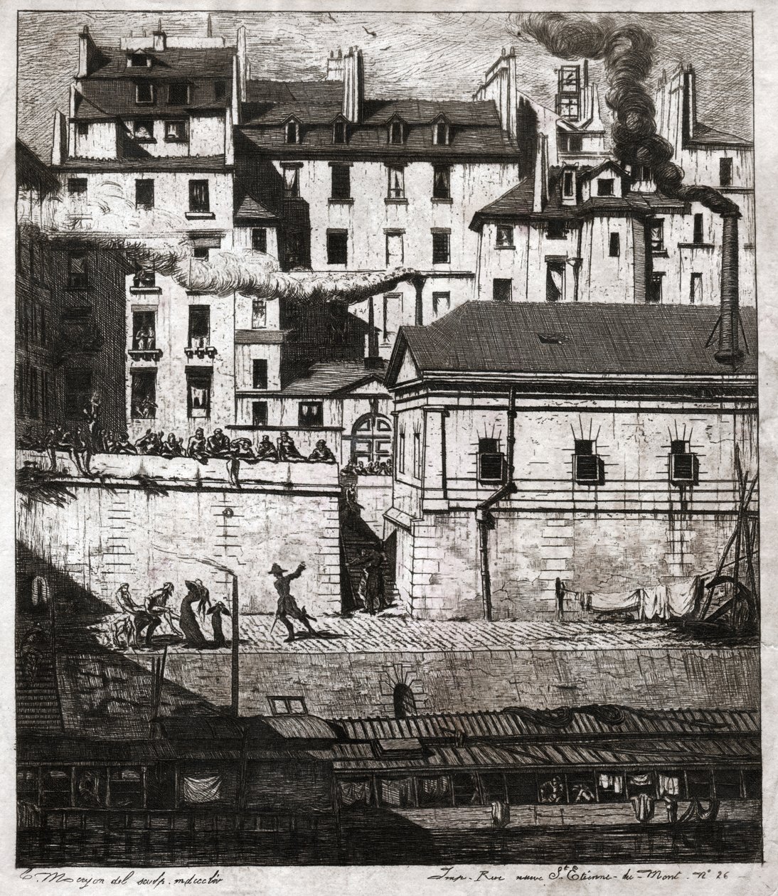 Politiet i Paris. (stik, ca. 1860) af French School