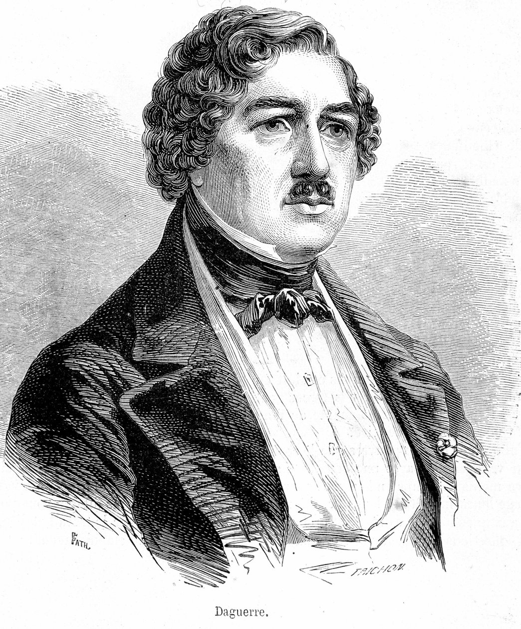 Portræt af Louis Daguerre - gravering af French School