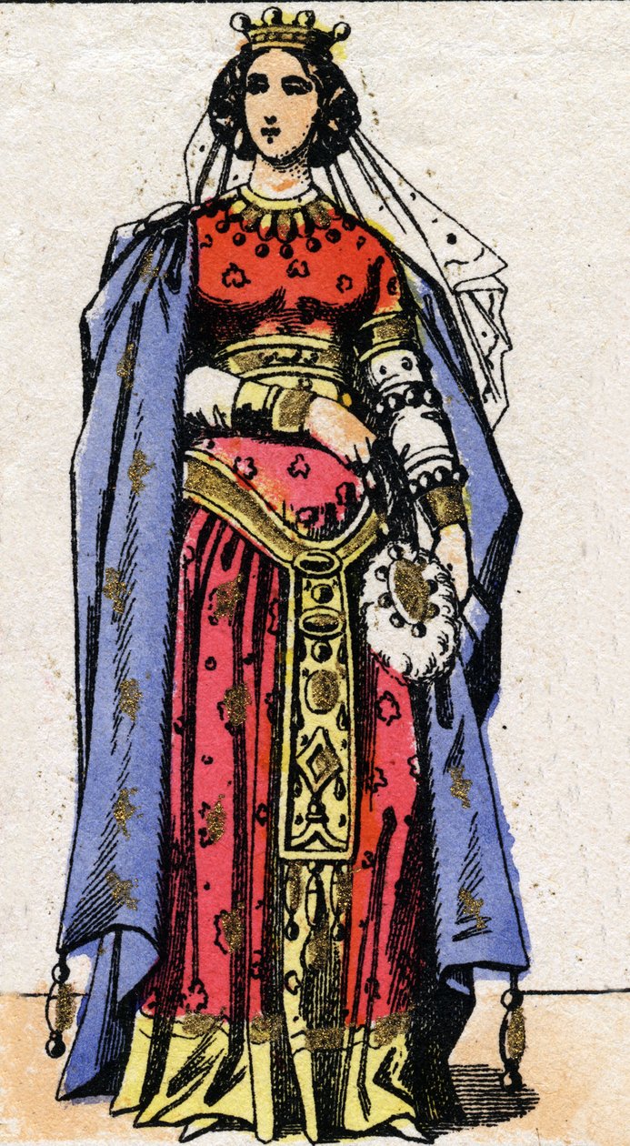Portræt af Dronning Nantilde (ca. 610-642). af French School