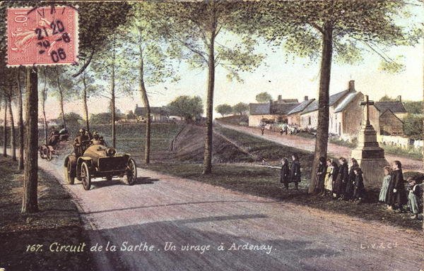 Postkort, der forestiller kørsel i Sarthe af French School