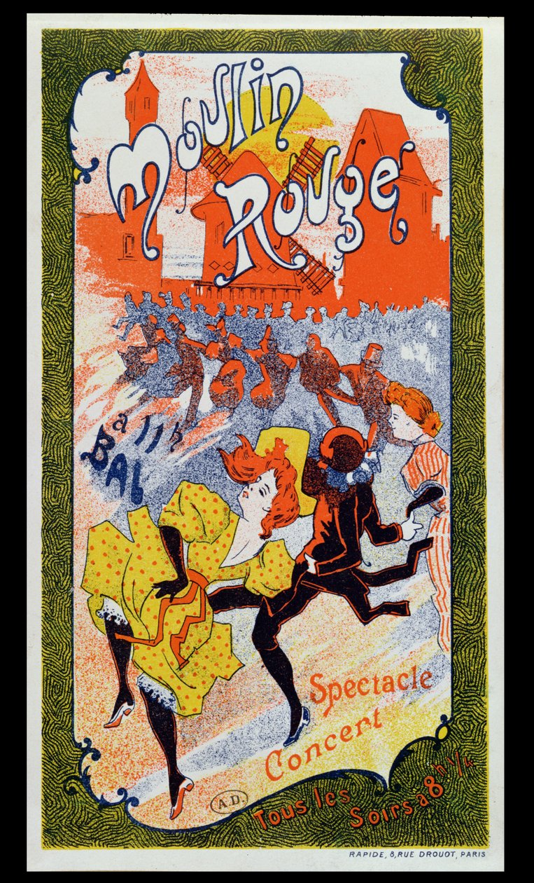 Plakat, der reklamerer for Moulin Rouge, ca. 1890-1900 af French School