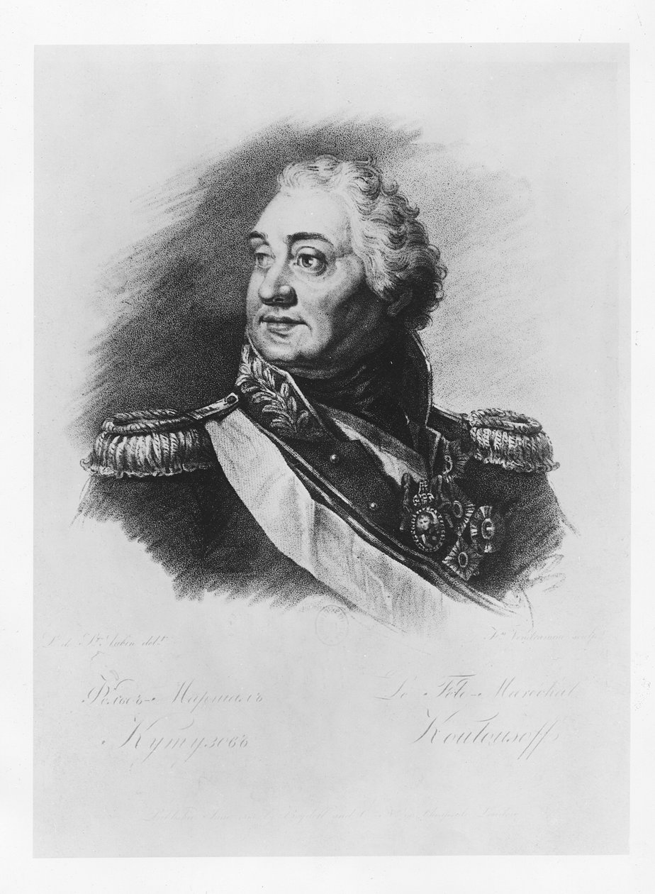 Prins Mikhail Illarionovich Golenischev-Kutuzov (litho) af French School