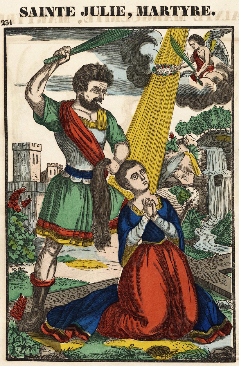 Saint Julia, martyrium, XIX århundrede spinal billede. af French School