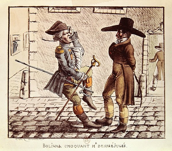 Simon Bolivar (1783-1830) chokerer M. Desprejuges af French School