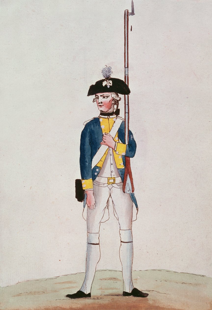 Soldat fra Regiment Royal-Deux-Ponts, c.1780 af French School