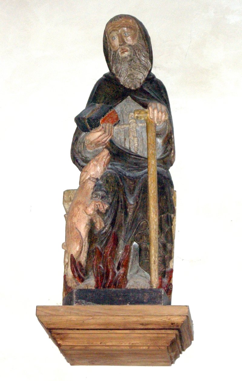 St. Anthony Abbed (malet træ) af French School